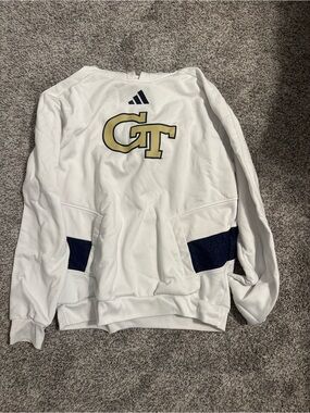 adidas White and Gold Georgia Tech Crewneck